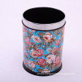 Round Fashion Open Top Leather Covered Trash Bin (A12-1903L)
